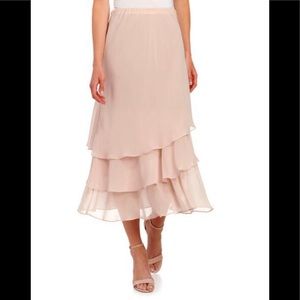 Asymmetrical Chiffon Tiered Midi Skirt